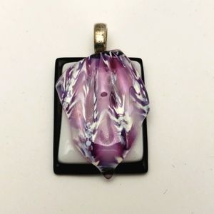 Dichroic glass pendant, purple fused glass necklace